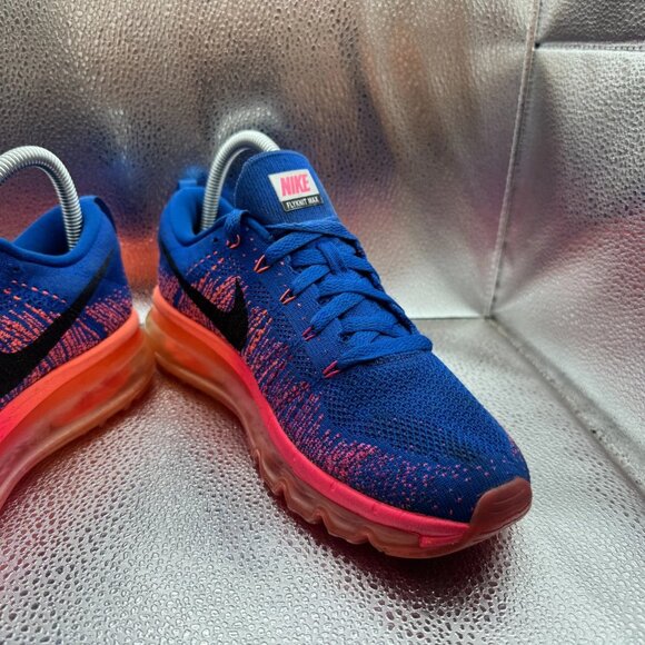 Size 7.5 Nike Airmax Flyknit Womens Vivid Blue Orange Running Sneaker 620659-400 - Picture 5 of 10